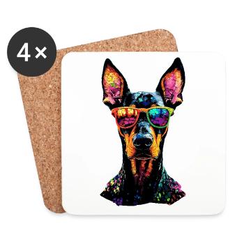Doberman chiens motif chien de garde fier dobermans - Dessous de verre (lot de 4) - blanc - Devant