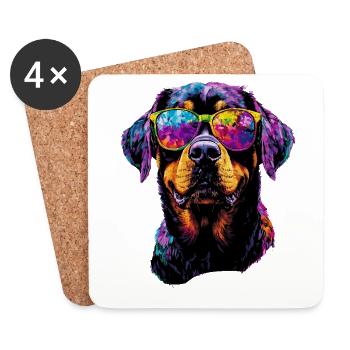 Rottweiler Hunde Liebe Stolze Rottweiler Liebhaber - Untersetzer (4er-Set) - Weiß - Vorne