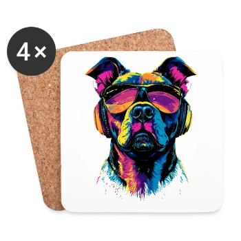 Pitbull Bulldog Pittie American Pitbull Terrier - Dessous de verre (lot de 4) - blanc - Devant