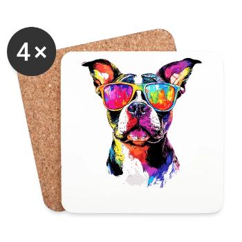 Pitbull Bulldog Pittie American Pitbull Terrier - Dessous de verre (lot de 4) - blanc - Devant