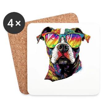 Pitbull Bulldog Pittie American Pitbull Terrier - Dessous de verre (lot de 4) - blanc - Devant