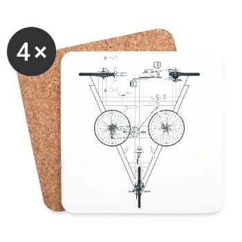 Vélo géométrique à l’intérieur du triangle Emblème - Dessous de verre (lot de 4) - blanc - Devant