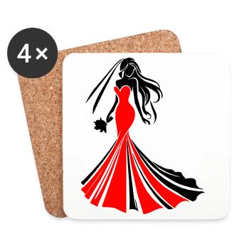 Mariée - Dessous de verre (lot de 4) - blanc - Devant