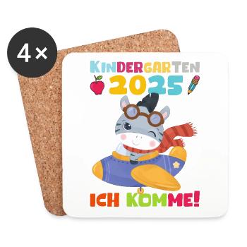 kiKindergarten 2025 Kinder Geschenk Kita 2025 Deko - Untersetzer (4er-Set) - Weiß - Vorne