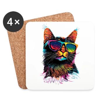 Savannah Cat Cat Mom Cute Serval Leopard Cats - Coasters (set of 4) - white - Front