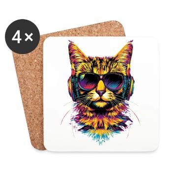 Savannah Cat Cat Mom Cute Serval Leopard Cats - Coasters (set of 4) - white - Front