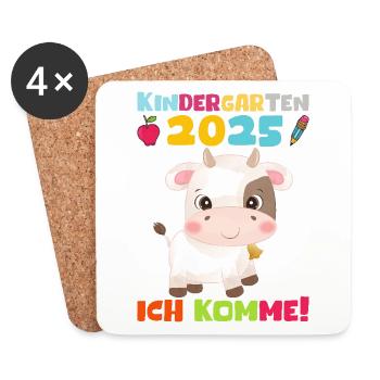 kiKindergarten 2025 Kinder Geschenk Kita 2025 Deko - Untersetzer (4er-Set) - Weiß - Vorne