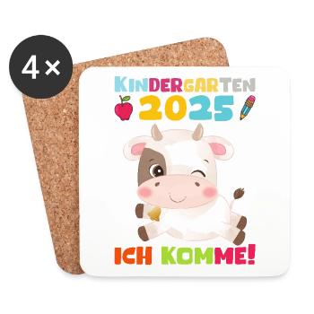 kiKindergarten 2025 Kinder Geschenk Kita 2025 Deko - Untersetzer (4er-Set) - Weiß - Vorne