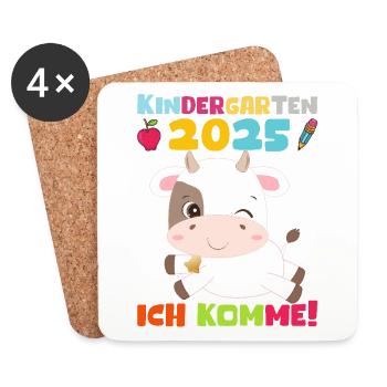 kiKindergarten 2025 Kinder Geschenk Kita 2025 Deko - Untersetzer (4er-Set) - Weiß - Vorne
