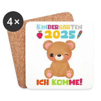 kiKindergarten 2025 Kids Gift Kita 2025 Décoration - Dessous de verre (lot de 4) - blanc - Devant
