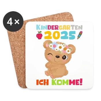 Kindergarten 2025 Kids Gift Kita 2025 Decoration - Coasters (set of 4) - white - Front