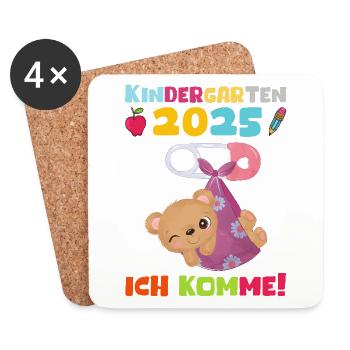 kiKindergarten 2025 Kids Gift Kita 2025 Decoration - Coasters (set of 4) - white - Front
