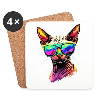 Savannah Cat Cat Mom Cute Serval Leopard Cats - Coasters (set of 4) - white - Front