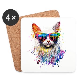 Chat Angora Blanc Chat Angora Chats Angora Mignons - Dessous de verre (lot de 4) - blanc - Devant