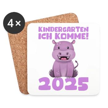 kiKindergarten 2025 Kinder Geschenk Kita 2025 Deko - Untersetzer (4er-Set) - Weiß - Vorne