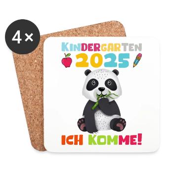 kiKindergarten 2025 Kinder Geschenk Kita 2025 Deko - Untersetzer (4er-Set) - Weiß - Vorne