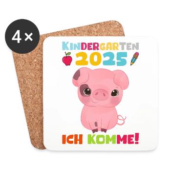 kiKindergarten 2025 Kinder Geschenk Kita 2025 Deko - Untersetzer (4er-Set) - Weiß - Vorne