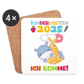 kiKindergarten 2025 Kinder Geschenk Kita 2025 Deko - Untersetzer (4er-Set) - Weiß - Vorne
