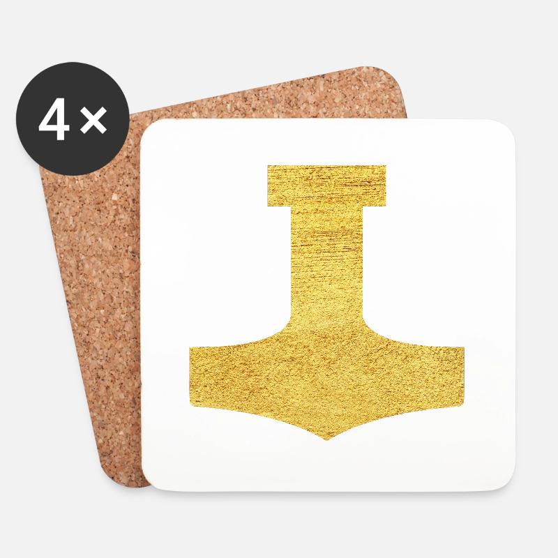 Mjölnir Schutzsymbol Mjölnir Thors Hammer - Untersetzer (4er-Set) - Weiß
