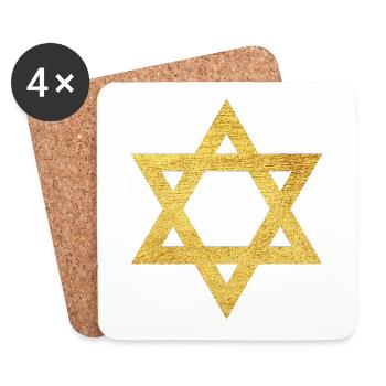 Étoile de la foi de David symbole de protection - Dessous de verre (lot de 4) - blanc - Devant