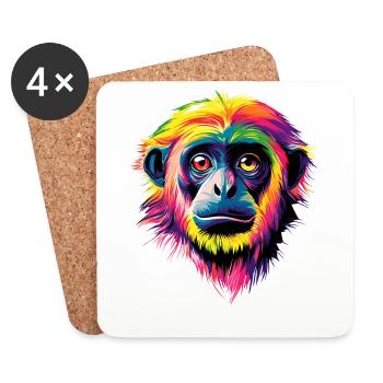 Gibbon Affe Weißhandgibbon Monkey Süße Lar Gibbons - Untersetzer (4er-Set) - Weiß - Vorne