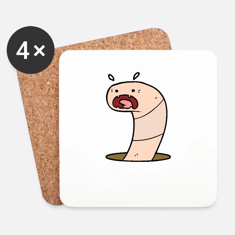 Beweglicher Wurm - Untersetzer (4er-Set) - Weiß