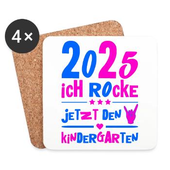 Kindergarten 2025 Kids Gift Kita 2025 Decoration - Coasters (set of 4) - white - Front