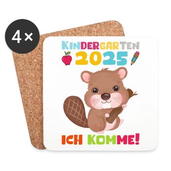 Jardin d’enfants 2025 Cadeau Kita 2025 Décoration - Dessous de verre (lot de 4) - blanc - Devant