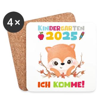 Kindergarten 2025 Kids Gift Kita 2025 Decoration - Coasters (set of 4) - white - Front