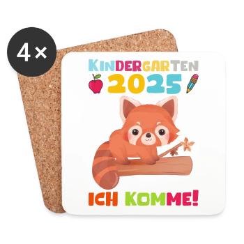 Kindergarten 2025 Kids Gift Kita 2025 Decoration - Coasters (set of 4) - white - Front