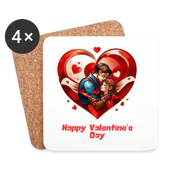 Happy Valentine s Day - Dessous de verre (lot de 4) - blanc - Devant
