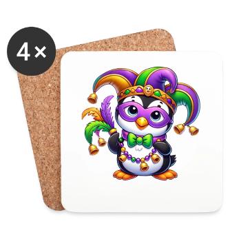 Cute Penguin Mask Disguise Mardi Gras - Coasters (set of 4) - white - Front