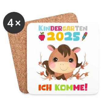 Kindergarten 2025 Kids Gift Kita 2025 Decoration - Coasters (set of 4) - white - Front