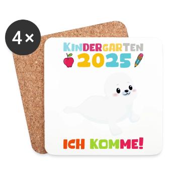 Kindergarten 2025 Kids Gift Kita 2025 Decoration - Coasters (set of 4) - white - Front