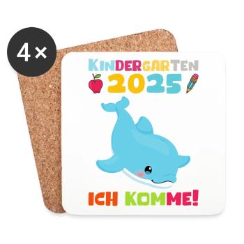 Kindergarten 2025 Kids Gift Kita 2025 Decoration - Coasters (set of 4) - white - Front
