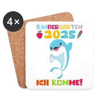 Kindergarten 2025 Kids Gift Kita 2025 Decoration - Coasters (set of 4) - white - Front