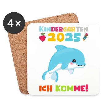 Kindergarten 2025 Kids Gift Kita 2025 Decoration - Coasters (set of 4) - white - Front