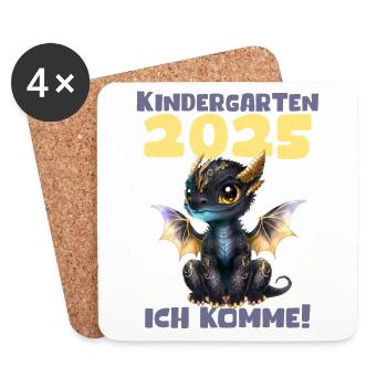 Kindergarten 2025 Kids Gift Kita 2025 Decoration - Coasters (set of 4) - white - Front