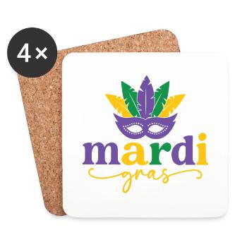 Masque de Mardi Gras - Dessous de verre (lot de 4) - blanc - Devant