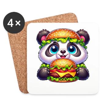 Whimsical Panda Burger Funny Fast Food Design - Coasters (set of 4) - white - Front