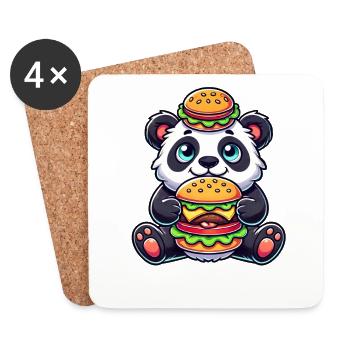 Cute panda burger Bizarre fast food - Coasters (set of 4) - white - Front