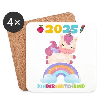 Kindergarten 2025 Mädchen Geschenk Kita 2025 Deko - Untersetzer (4er-Set) - Weiß - Vorne
