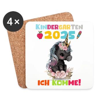 Kindergarten 2025 Girl Gift Kita 2025 Decoration - Coasters (set of 4) - white - Front