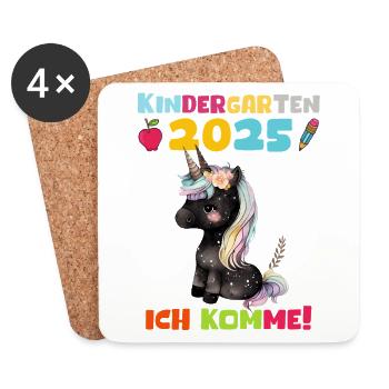 Kindergarten 2025 Girl Gift Kita 2025 Decoration - Coasters (set of 4) - white - Front