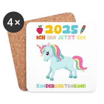 Kindergarten 2025 Girl Gift Kita 2025 Decoration - Coasters (set of 4) - white - Front