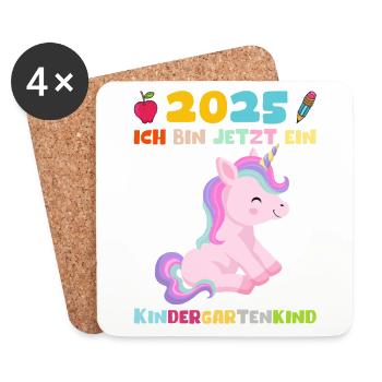 Kindergarten 2025 Girl Gift Kita 2025 Decoration - Coasters (set of 4) - white - Front