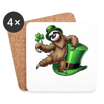 St. Patrick's Day Pinguin mit Kleeblatt und - Untersetzer (4er-Set) - Weiß - Vorne
