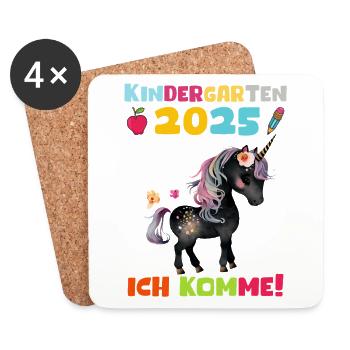 Cadeau de maternelle 2025 pour fille Kita 2025 Décoration - Dessous de verre (lot de 4) - blanc - Devant