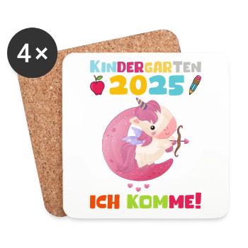 Kindergarten 2025 Girl Gift Kita 2025 Decoration - Coasters (set of 4) - white - Front