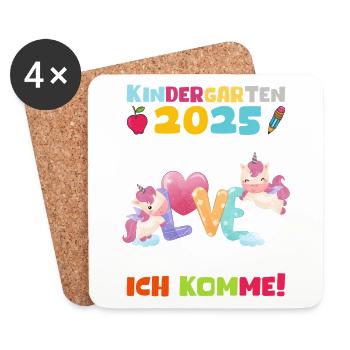 Kindergarten 2025 Girl Gift Kita 2025 Decoration - Coasters (set of 4) - white - Front